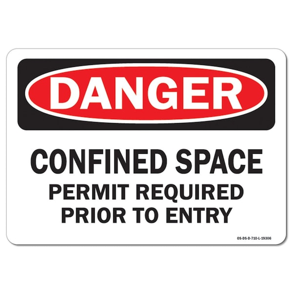 OSHA, Confined Space Permit Required Prior Entry, 5in X 3.5in, 10PK, 3.5" H, 5" W, Landscape, PK10